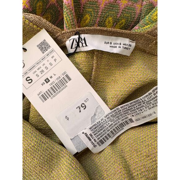 New ZARA Women's Multicolored Jacquard Knit Wide Leg Jumpsuit Romper Size S - Picture 7 of 7